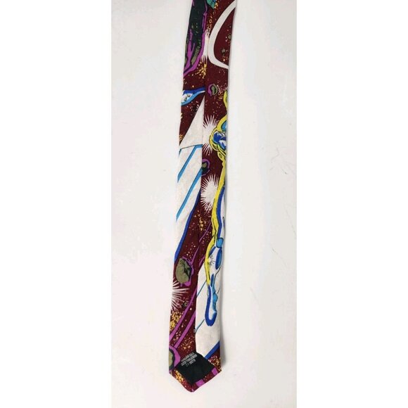 Marvel Comics Silver Surfer Men's 100% Silk Necktie Designer Burgundy 4"x 58" - Picture 9 of 10
